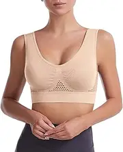 [Generic] Women's Yoga Bra Full Coverage Seamless Breathable Sport Bras Wirefree Comfort Workout Bras with Soft Support