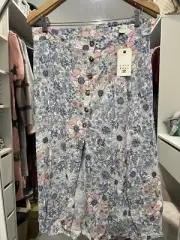 NWT Billabong Summer Field Day Skirt Womens Size L/12 Blue Floral Skirt