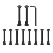 10Sets M6x60mm Hex Drive Socket Cap Bolt M6x12mm Nuts with Hex Wrench Black