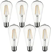 [SD LUX] E27 LED Bulbs Vintage Filament Light Bulbs ST64 ES LED Light No Flicker Screw Edison LED Bulbs -6W (60W Equivalent) 650LM Warm White 2700K Non-dimmable 6 Packs
