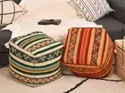 Stuffed pouf, Morrocan Handmade footstool, Round Ottoman Pouf, Floor Cushion