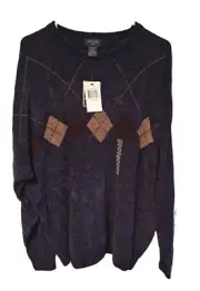 Dockers Men's Pullover Sweater, 2XL, NWT, Brown /Black Diamond Argyle