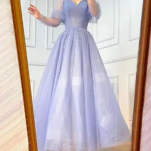 【女神婚紗禮服】高端藍色夢幻輕盈人魚輕長裙宴會晚禮服 LA70916(聚會禮服 派對)