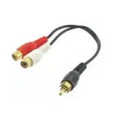 8" Gold RCA Y Adapter Cable 2 Female to 1 Male