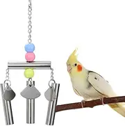 Bird Stainless Steel Bells String Parrot Hanging Chew Toy for Parakeet Cockatiel Cockatoo Conure (Silver-1)