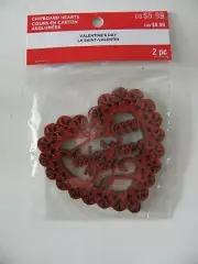 VALENTINE'S DAY CHIPBOARD HEARTS Glitter 2 Pieces NIP