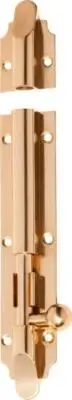 polished brass victorian barrel bolt and surface keeper,150 x 32 mm,TH 1402