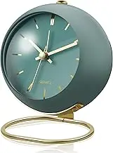 Silent No Ticking Alarm Clocks, Battery Operated Retro Desk Clock, Fashion Bedside Clock with Light, Desk Alarm Clock Matte for Bedroom Living Room Office Shelf (Frosted Green)