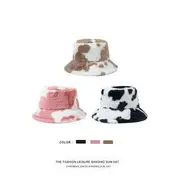 Cow Print Fluffy Bucket Hat Black & White - M