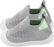 [WESIEVYA] Infant Slippers Toddler Walking Shoes Girls Boys Mesh Walking Shoes Lightweight Non-Slip for 6-12 Months Grey
