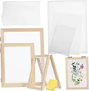 SEWACC 1 Set Paper Making Kit with Wooden Frames Mould and Deckle Screens Absorbent Papers for DIY Crafts Card Making and