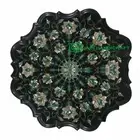 18" black Marble Dining Coffee Center side Table Top inlay malachite antique t2