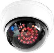 O&W Security Camera Dummy with 25 Red LEDs IR Steel Dummy with Lens Surveillance Camera Fake Camera Deceptively Real for Wall Ceiling White