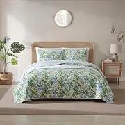 [Tommy Bahama] Twin Quilt Set, Breathable Reversible Bedding with Matching Sham, Coastal Inspired Home Decor (Paradise Point Green, Twin)