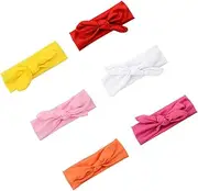 ULDIGI 6pcs Boys and Girls Headband Set Hair Bowknot Elastic Hairband for Boys Girls Unisex Design Rosy
