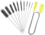 11 Pcs Pipe Cleaner Brush Flexible Drain Brush Long Straw Cleaner Brush Drinking Straw Cleaner Brush Stainless Steel Double-Ended Hose Brush for Fish Tank, Glass Tube, Home, Kitchen (11 Kind)
