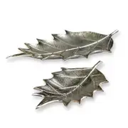 Set of 2 SSH COLLECTION Oak 31 and 51cm Long Decorative Leaves - Nickel