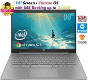 HP Chromebook 14" Intel N4120 4GB RAM 64GB eMMc with USB Docking Up to 256GB