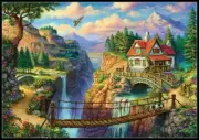 House on the Cliff-Counted Cross Stitch Pattern Needlework Chart DIY X Stitch
