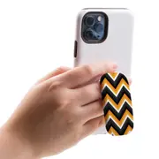 Kickstand Grip AddOn, Universal Phone Holder, Black And Orange Zigzag