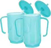Outanaya 2Pcs Elderly Sippy Cup Spill Design for Safe Drinking Leakproof Straw Cup for Seniors Antichoke Feature for Easy Use for Family Sharing and Backup