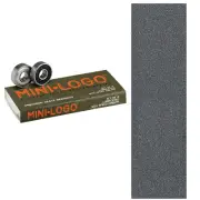 POWELL Peralta MINI-LOGO SKATEBOARD BEARINGS 8 pack WITH MOB BLACK GRIPTAPE
