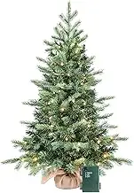 Liguanow 3ft Pre-lit Mini Christmas Tree Artificial Nordic Spruce Small Table Top Christmas Tree with 70 LED Lights 315 PE & PVC Mixed Branches Tips Burlap Wrapped Base Xmas Tree for Home Office Decor