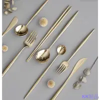 在飛比找Yahoo!奇摩拍賣優惠-餐具 一體成形不鏽鋼餐具 金色、銀色、玫瑰金色 韓國大廠出品