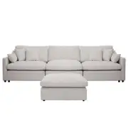 Millie 4-Seater Fabric Corner Chaise Sofa - Warm Light Grey
