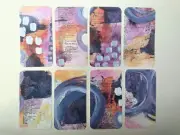 8pc Inky Grunge Tags Purple Abstract Junk Journal Book Paper Collage 2 x 3-3/4"
