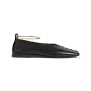 [Jil Sander] Jil Sander-Black Goat Leather Ballerina-Donna 37 IT