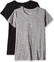 [Amazon Essentials] Women's Tech Stretch Short-Sleeve Crewneck T-Shirt (Available in Plus Size), Pack of 2