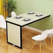 Wood Wall Mounted Table Space Saving Foldable Kitchen Desk for Modern Home Office (35.4"x19.7"x29.5" Beige B)