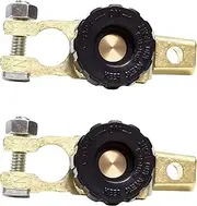2PCS Top Post Battery Master Disconnect Switch, Battery Terminal Link Quick Switch, Power Master Disconnect Cut Off Isolator for Boat Small Yacht RV Camper Truck Car Vehicle (Black)