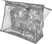 [Minkissy] 1Pc Hanging Clothes Storage Bag Pouch for Wardrobe Organization Transparent Design Dustproof Moisture Grey for Home Travel Use