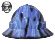 Custom Hydrographic Safety Hard Hat BLUE FLAME PRO CHOICE WIDE BRIM