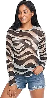 [ODAWA] Hohey Bee Long Sleeve Mesh Shirt Mesh Crop Tops Comfortable Shirt for Women