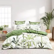 Renee Taylor 300 TC Cotton Reversible Quilt Cover Sets Noosa Palm