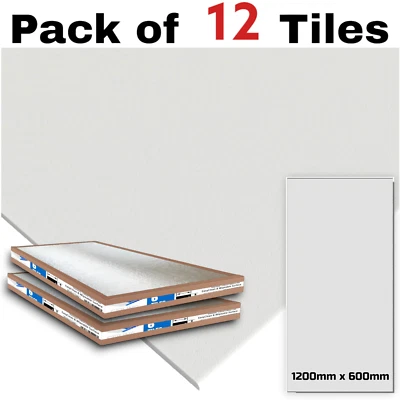 Suspended Vinyl Ceiling 1200mm x 600mm Wipeable Easyclean 1195mm x 595mm 12Tiles