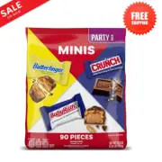 90 Count Assorted Mini Chocolate Candy Bars Butterfinger Crunch Baby Ruth
