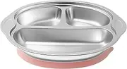 Baby Suction Plate Stainless Steel Infant Dinner Plate 3 Compartments Baby Feeding Dish Drop Resistant Dinner Tray for Home(Pink)