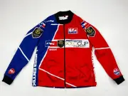 NEW DK Bike Sweater Youth Large Red Blue BMX Full Zip Long Sleeve Tangent -1-