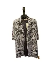 Chico’s Travelers Whimsy Mesh Strip Jacket In Navy & White Size 1 Medium NWT