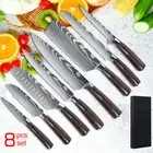 Kitchen Knife Set Japanese Damascus Pattern Chef Knives Stainless Steel Cleaver