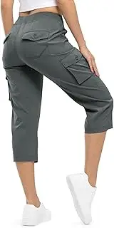 [TBMPOY] Womens Cargo Capris Hiking Lightweight Pants Quick Dry Casual Outdoor Trip Loose Shorts Cropped Cotton 6 Pockets