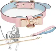 SM Collar Harness with Bow Adjustable Choker Leash Chains and Metal Ring BDSM Restraints Flirt Game Sex Toy For Women Couples