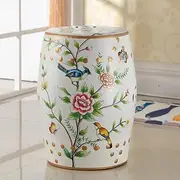 Foot Stool，Castle Gardens Collection/Ceramic Garden Stool,Change Shoe Bench Ceramic Drum Stool (30x30x46cm)(Size:C)