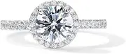 [PAVOI] 14K Gold Plated Halo Round Cut Solitare Cubic Zirconia Engagement Ring for Women | Fake Wedding Ring for Women | Fake Engagement Ring | Promise Ring for Her