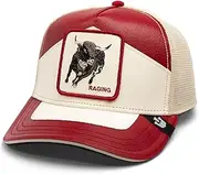 [Goorin Bros.] Raging Leather Blend Motorcycle Hat with Visor - White/Red Plain Rojo - One Size, Rojo, Einheitsgröße