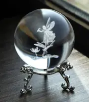 HDCRYSTALGIFTS 2.3in 3D Laser Crystal Fairy with Dragonfly and Lotus Figurines